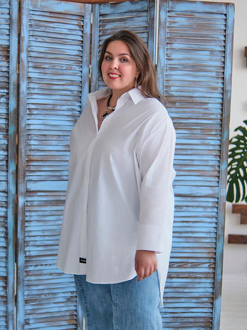 Рубашка удлиненная белая RuSkin  